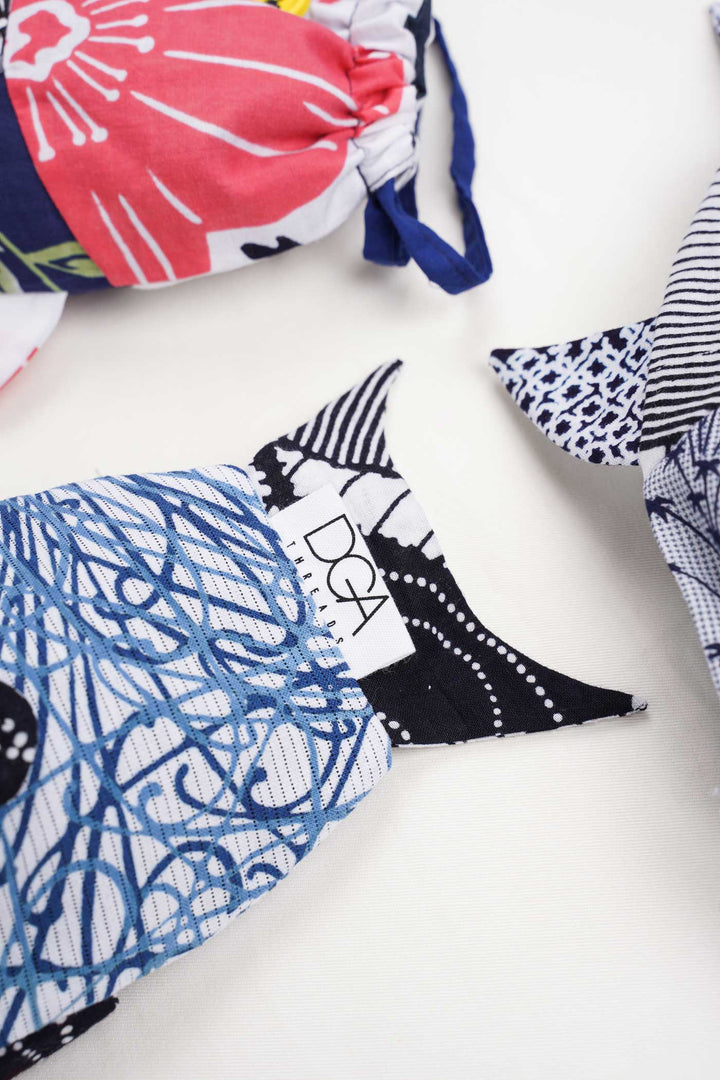 Yukata Cotton Drawstring Fish Pouch | Kaizen