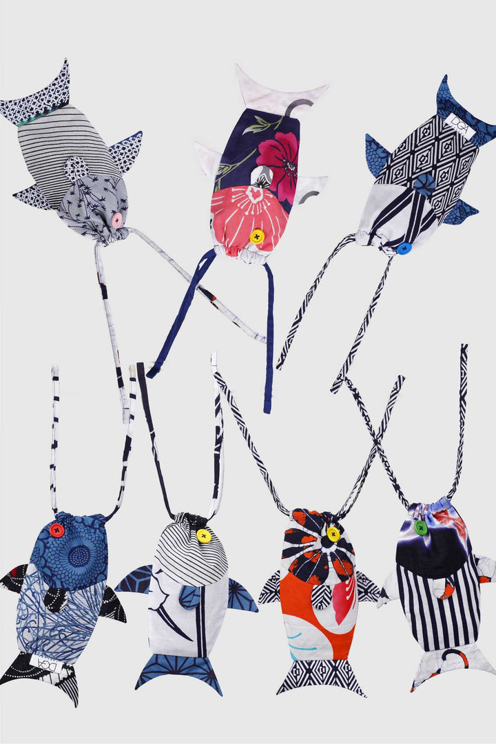 Yukata Cotton Drawstring Fish Pouch | Kaizen