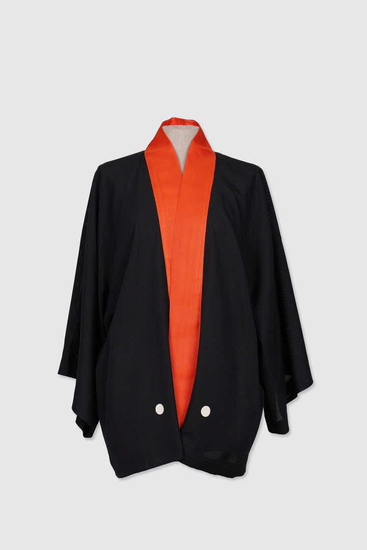3/4 Sleeves Light Silk Jacket with Stunning Orange Lapel and Correspondent White Moms