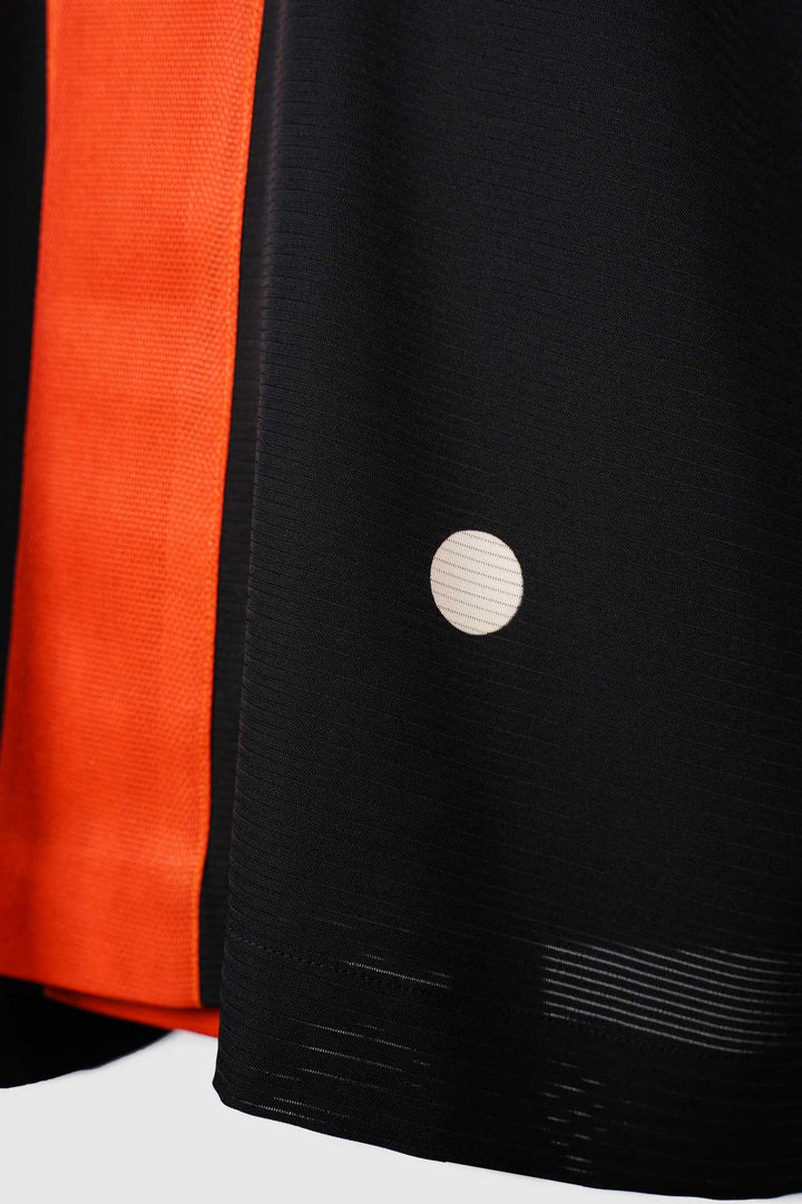 3/4 Sleeves Light Silk Jacket with Stunning Orange Lapel and Correspondent White Moms