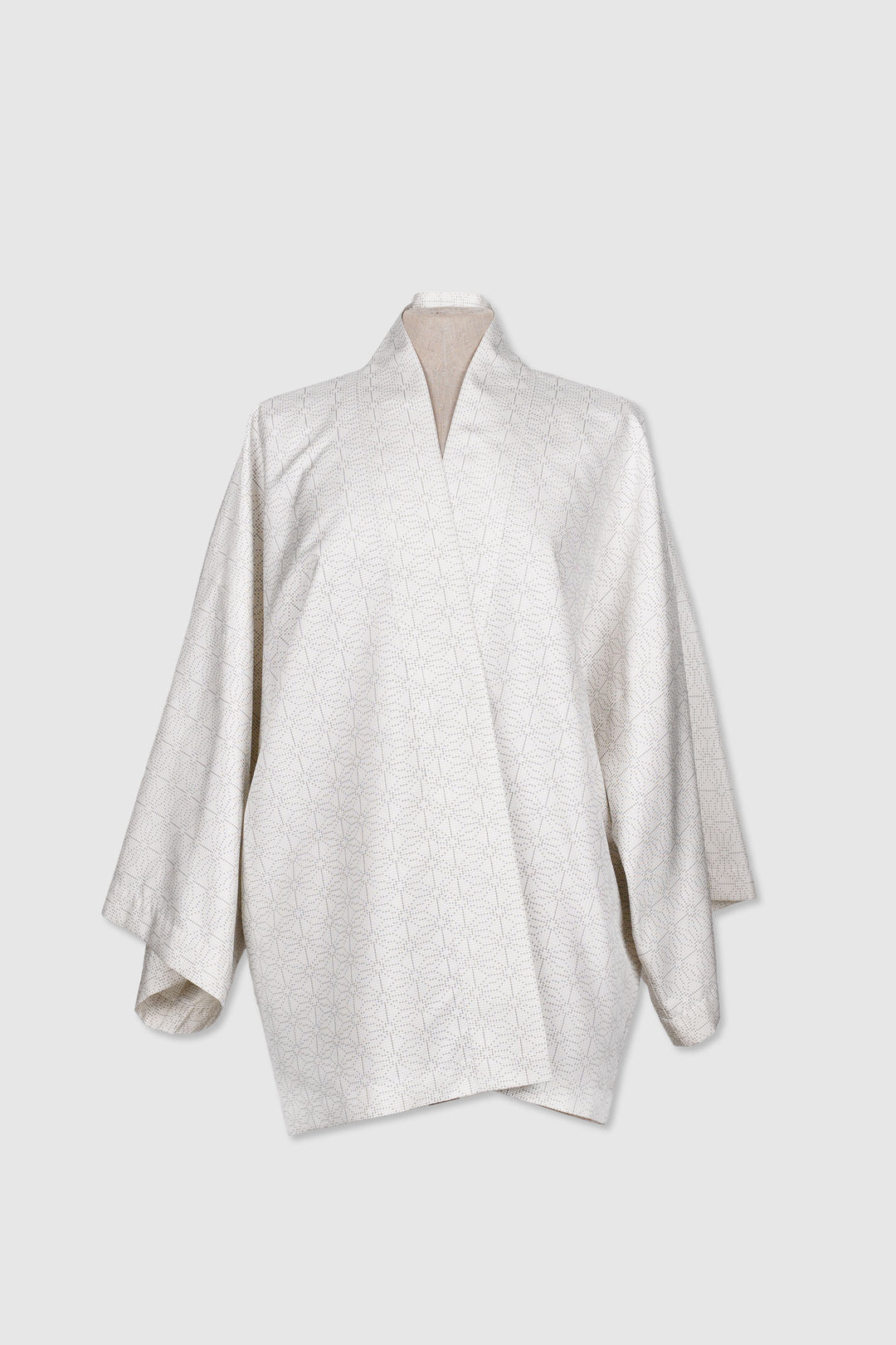 3/4 Sleeves Silk Jacket with Subtle Geometric Designs