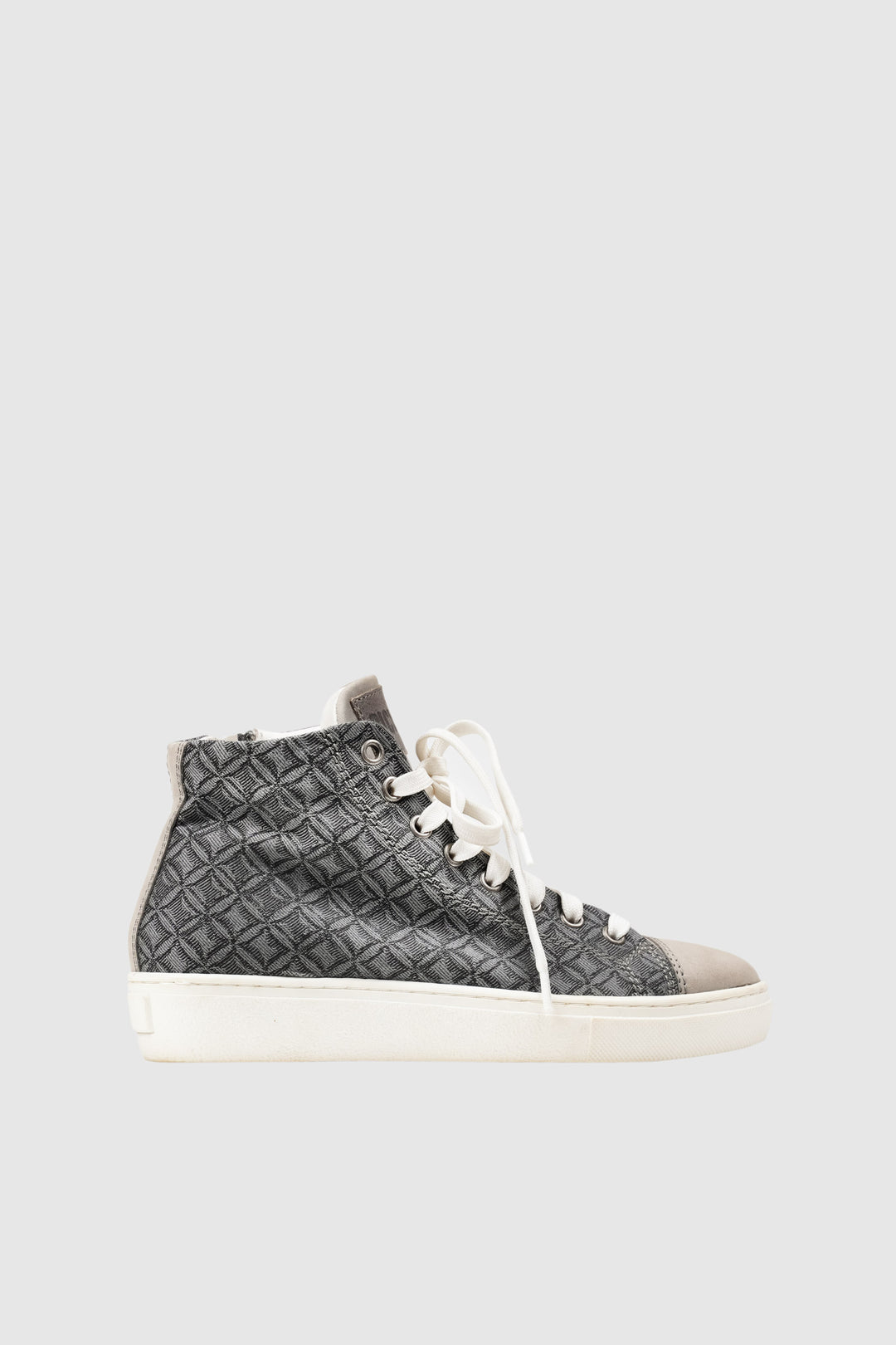 Grey Denim Shoe with Leather Front