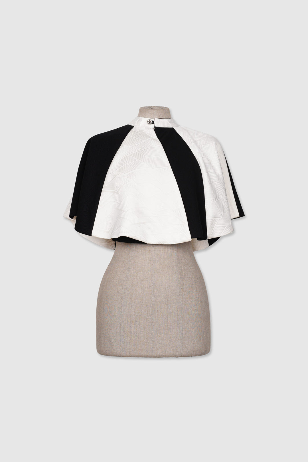 Black and White Silk Crop Cape