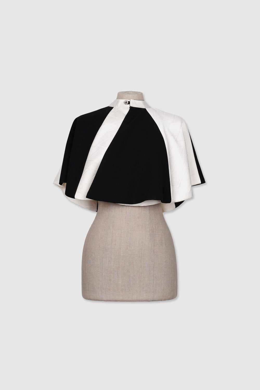 Black and White Silk Crop Cape