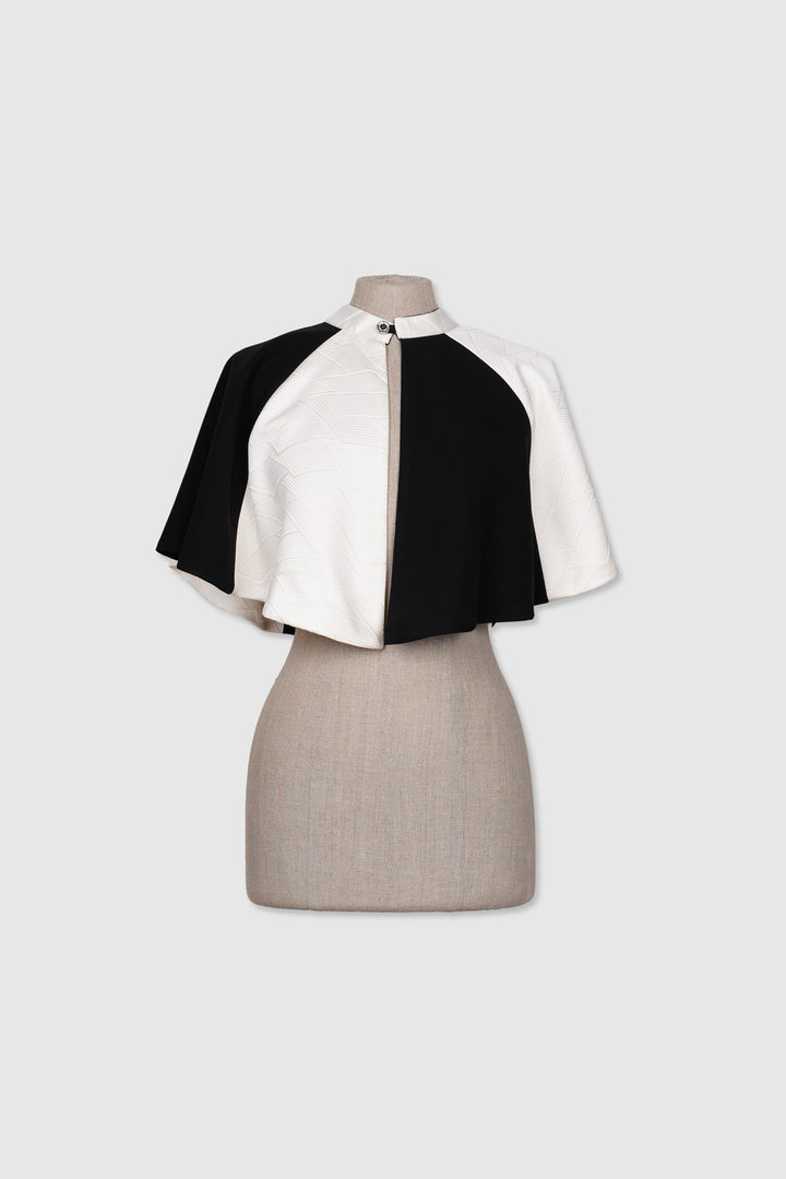 Black and White Silk Crop Cape