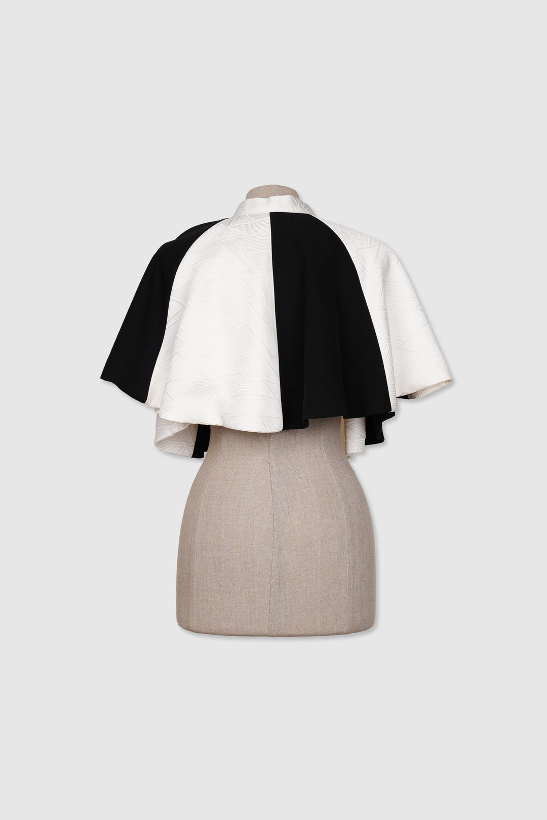 Black and White Silk Crop Cape