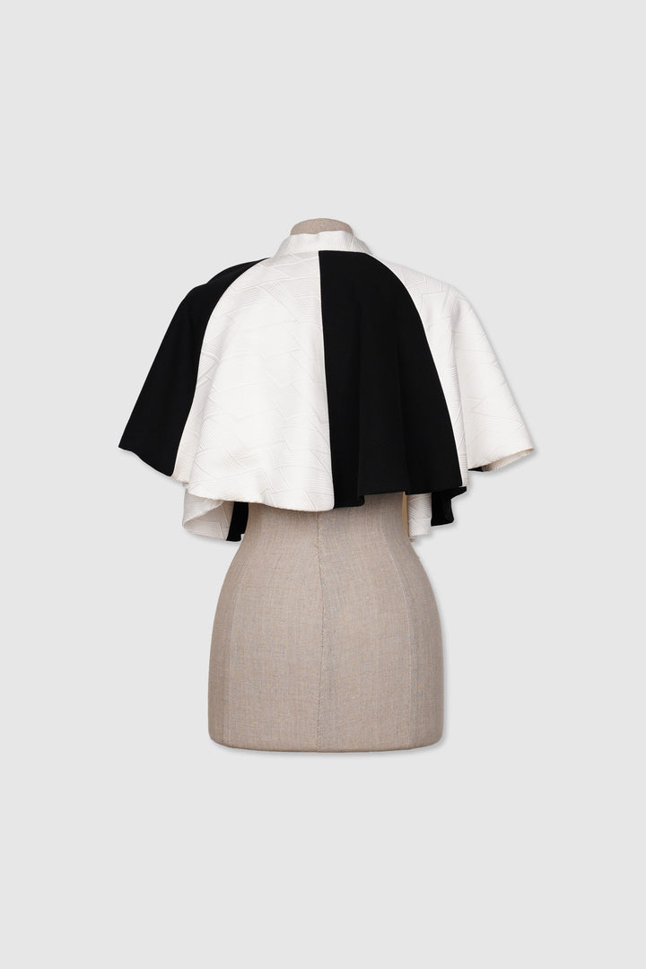 Black and White Silk Crop Cape