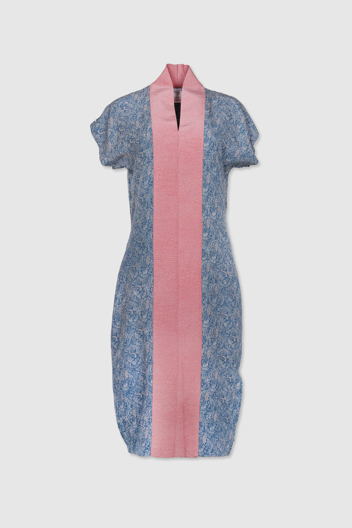 Blue and Pink Silk Shift Dress