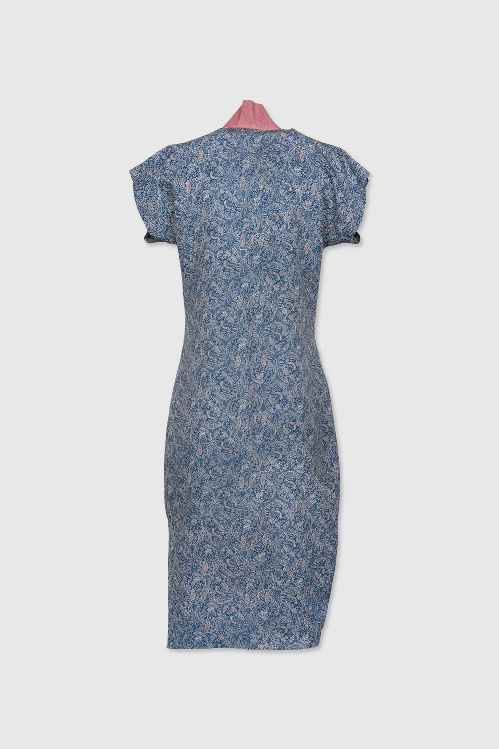 Blue and Pink Silk Shift Dress