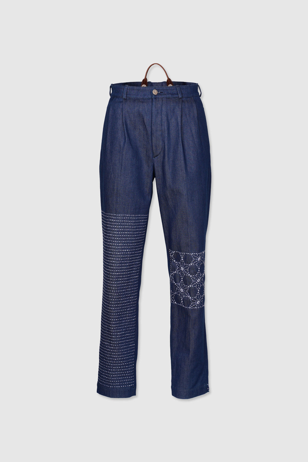 Blue Button Fly Denim with Sashiko Embroidery