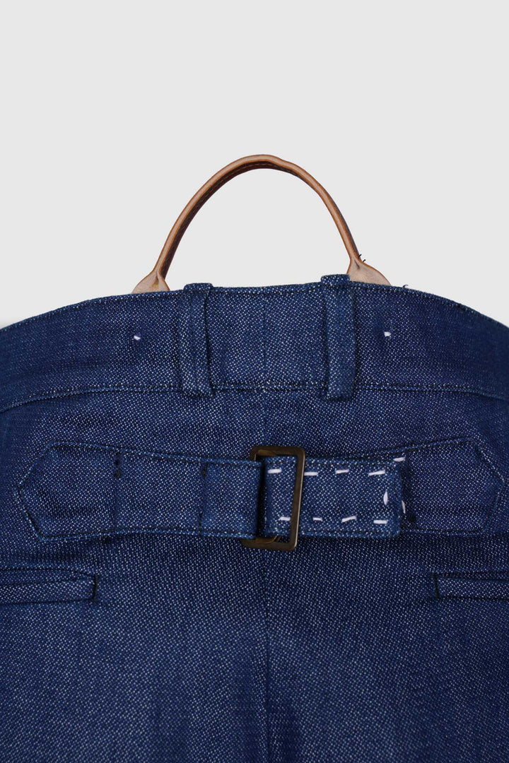 Blue Button Fly Denim with Sashiko Embroidery
