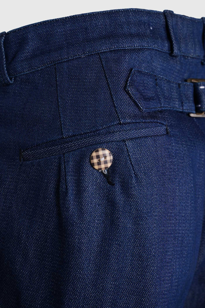 Blue Button Fly Denim with Sashiko Embroidery