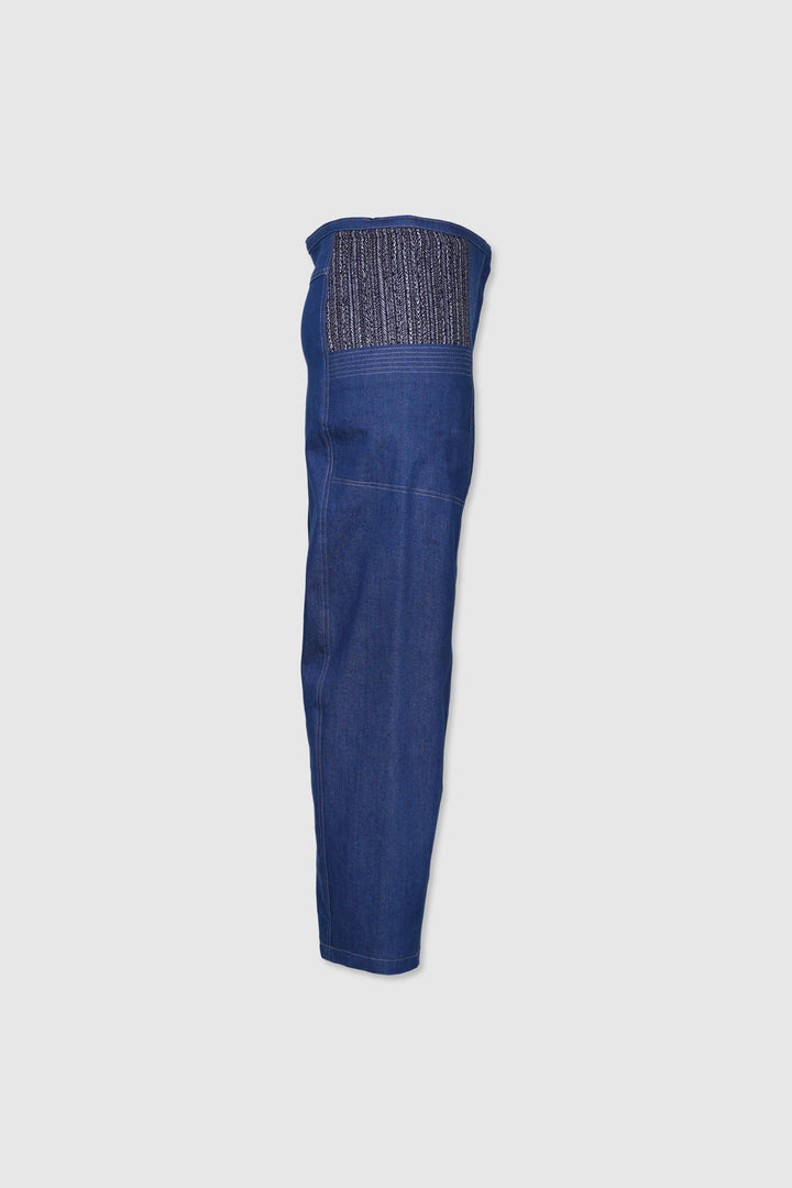 Blue Denim Pants with Yukata Details