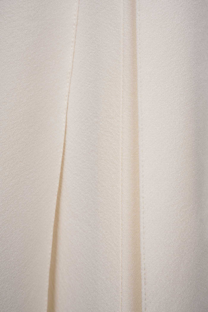 Contemporary Off-White with Black Side Details Silk Pants