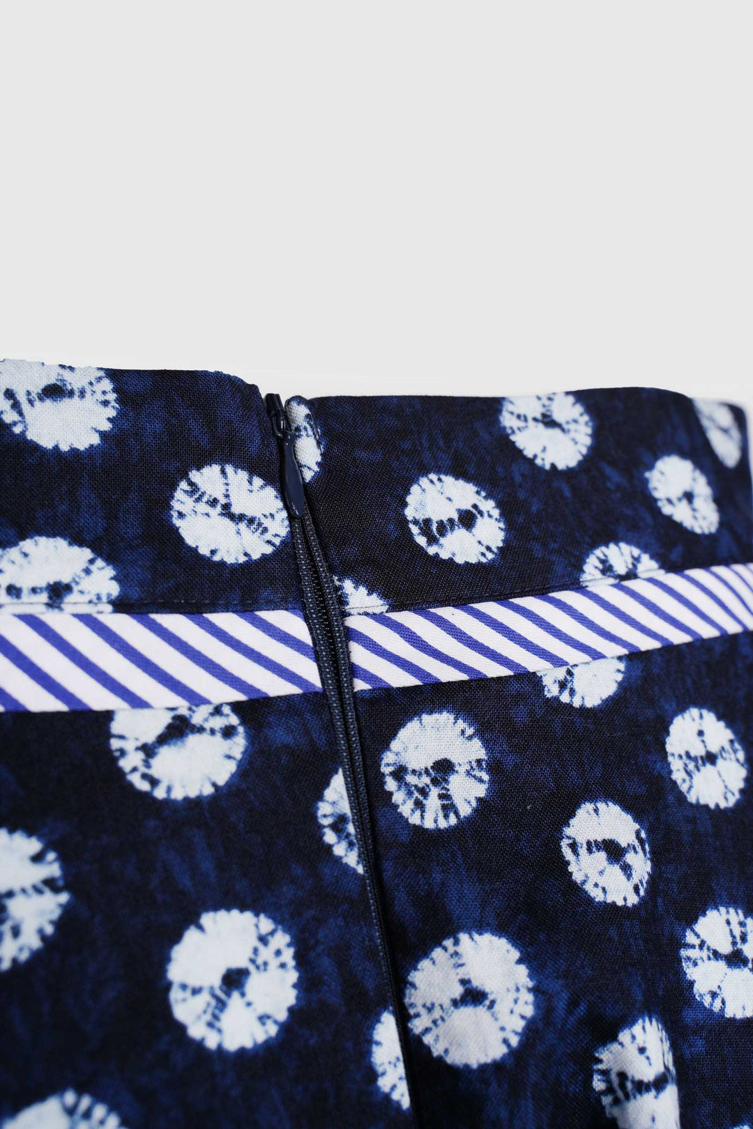 Cotton Flare Skirt with Designs and Stripe Details