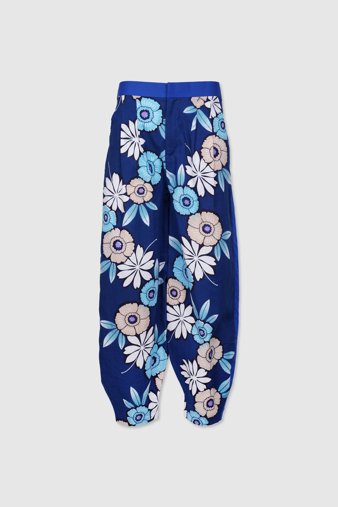 Cotton Lantern Shape Pants With Front Floral Designs