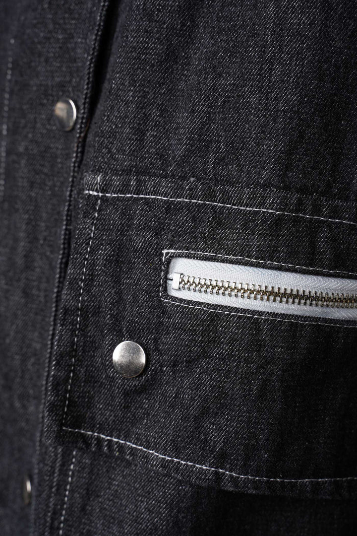 Denim Jacket with Japanese Vintage Yukata and Kasuri Detailing