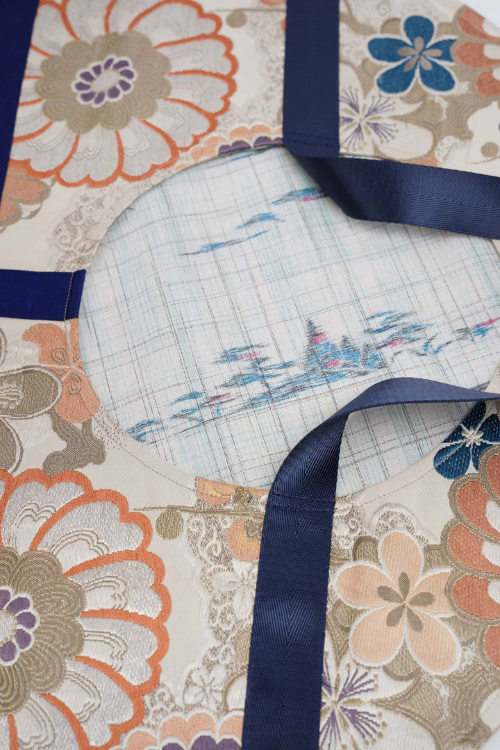 Large Circular Tote Bag With Floral Designs