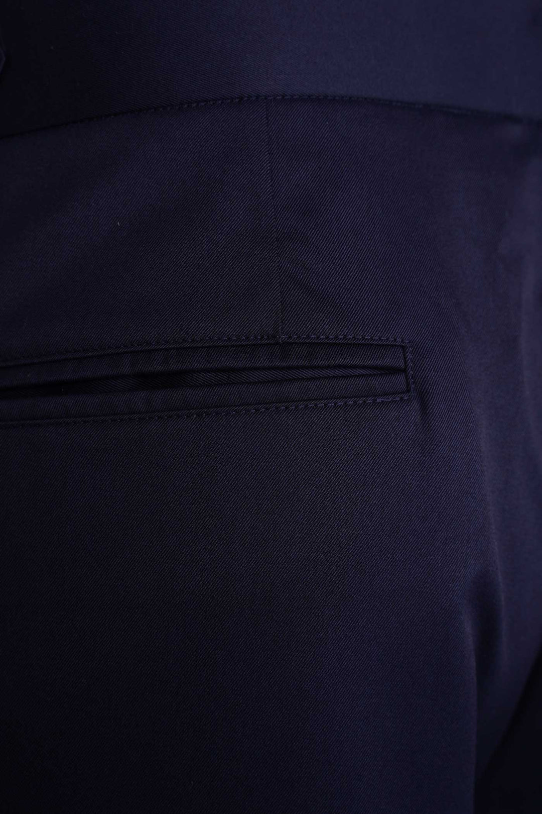 Navy Blue Cotton Tapered Fit Pants