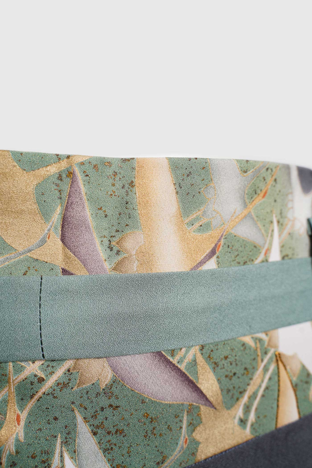 Palazzo Paper-bag Waist Silk Trousers with Crane Designs