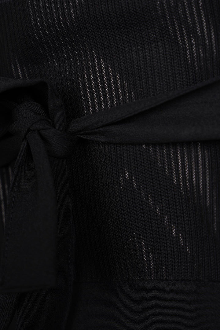Palazzo Paperbag Waist Silk Trousers With Various Japanese Motifs