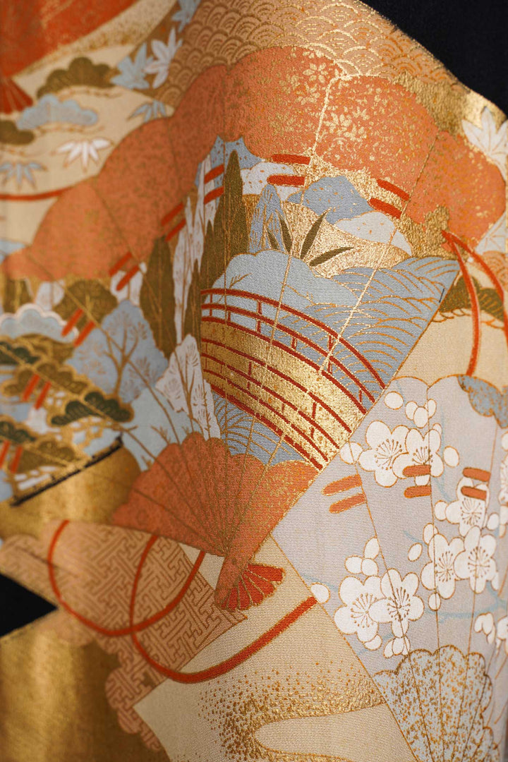 Palazzo Paperbag Waist Silk Trousers With Various Japanese Motifs