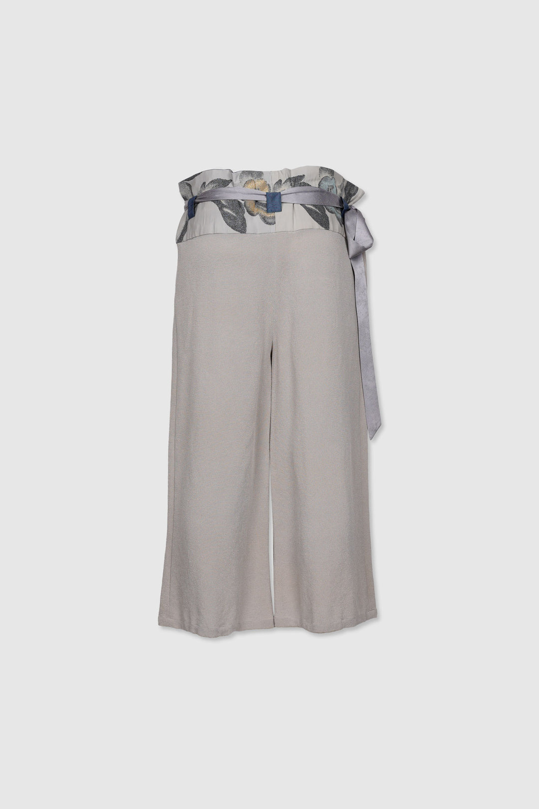 Palazzo Silk Paperbag Trousers with Waistband Motifs