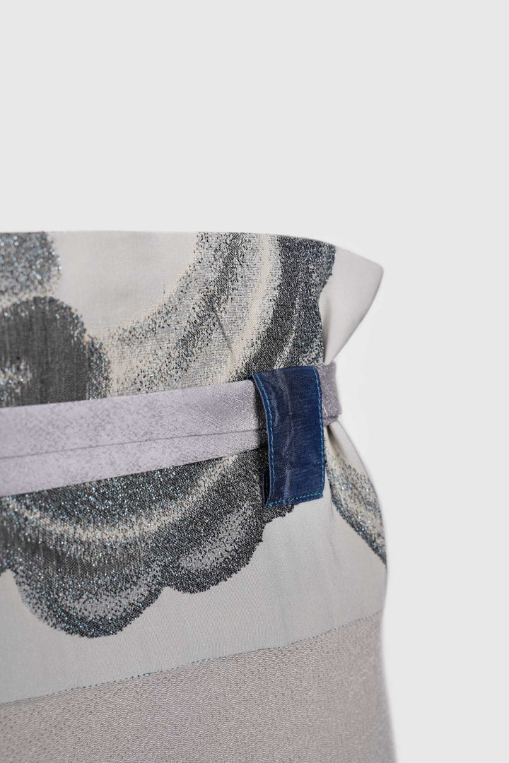 Palazzo Silk Paperbag Trousers with Waistband Motifs