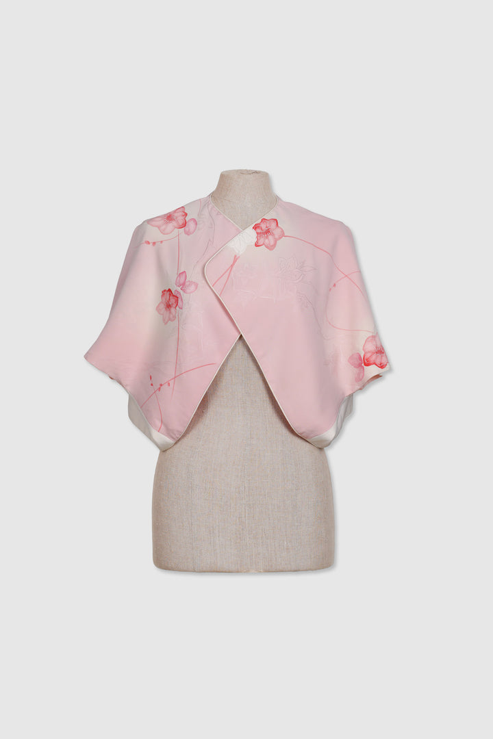 Reversible Bolero Silk Jacket Worn in Four-Way