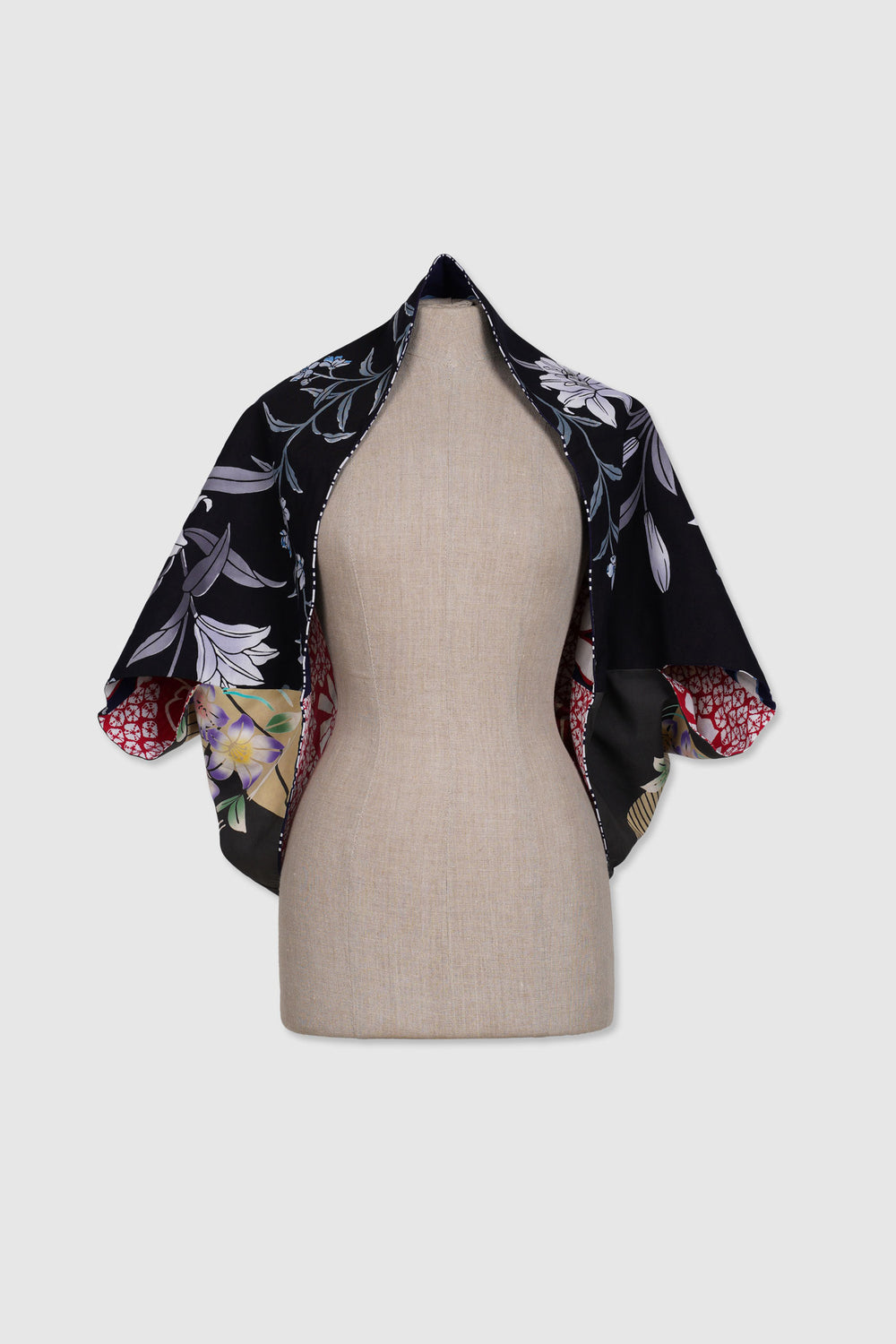 Reversible Bolero Yukata Cotton Jacket Worn in Four-Way