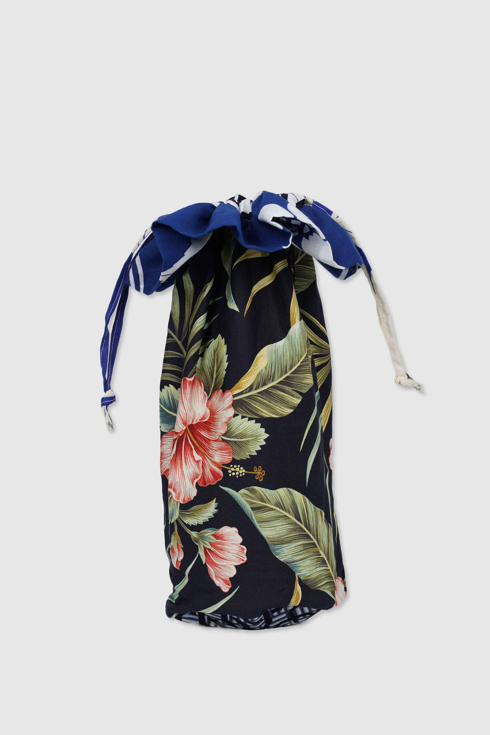 Yukata Cotton Drawstring Reversible Wine Pouch