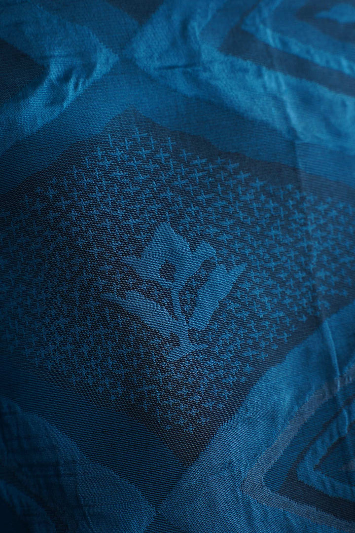 Reversible Silk Jacket With Flower Motif and Inner Shibori Side
