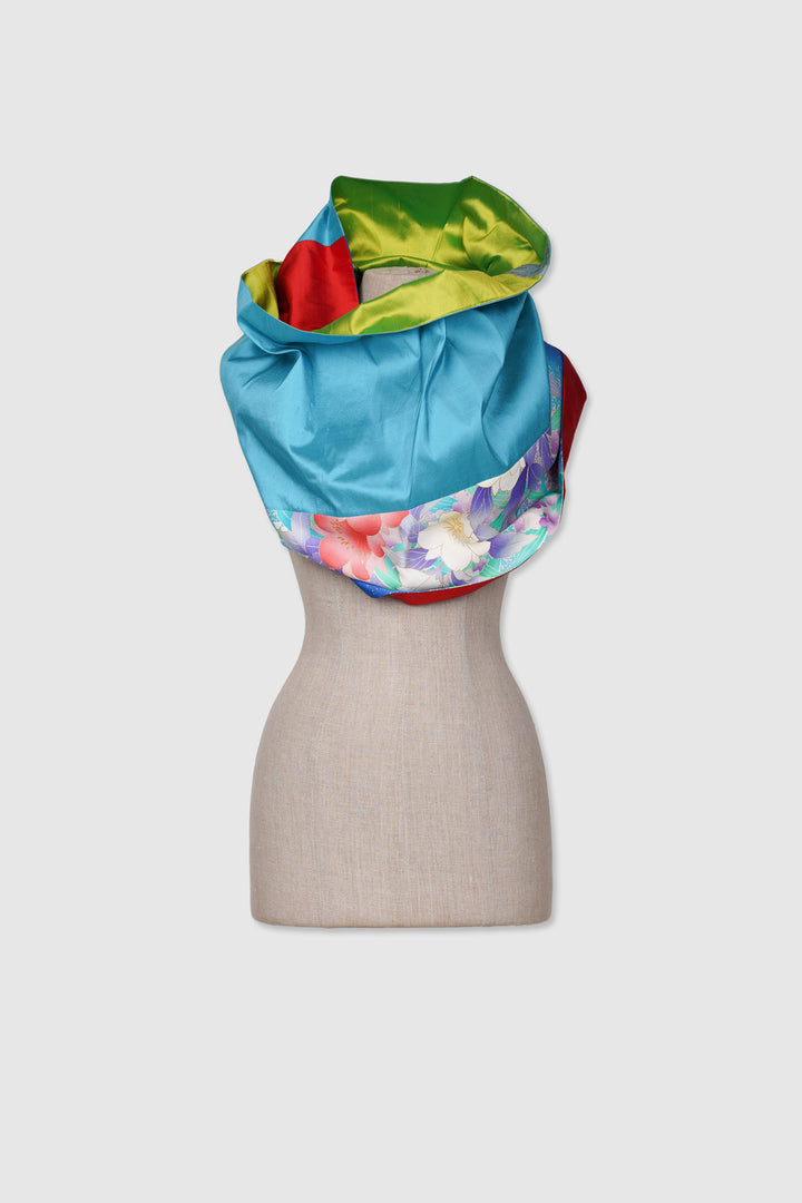 Reversible Silk Mobius Scarf With Multiple Fabrics