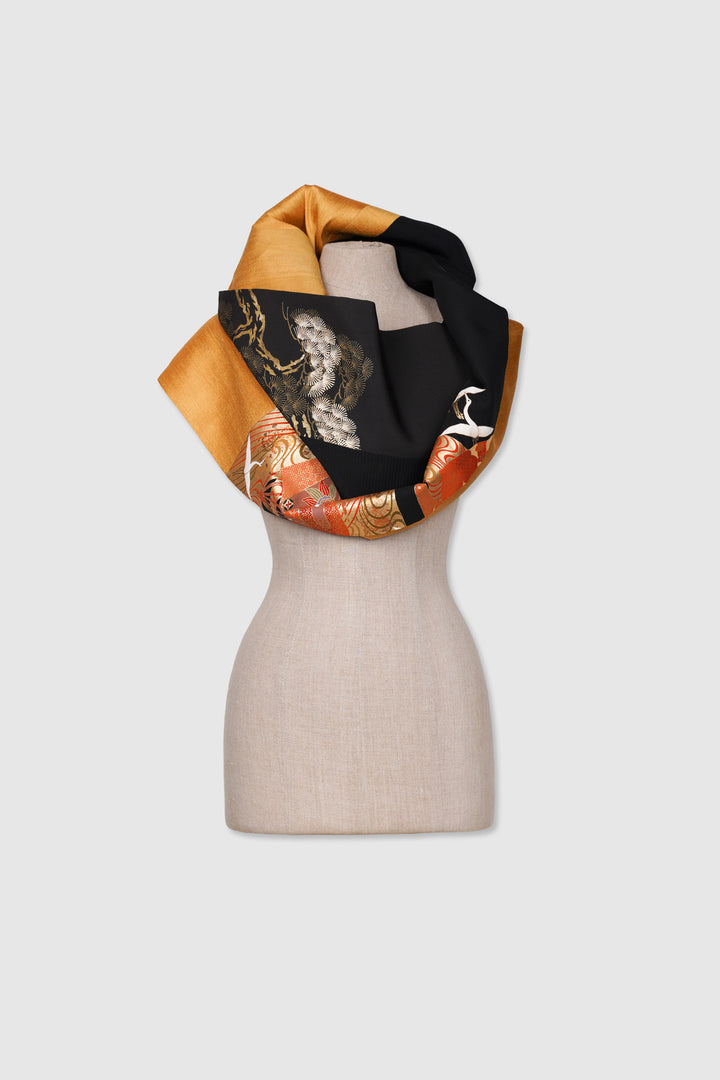 Reversible Silk Mobius Scarf With Multiple Fabrics