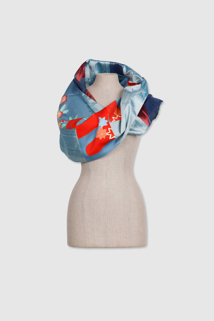 Reversible Silk Mobius Scarf With Multiple Fabrics