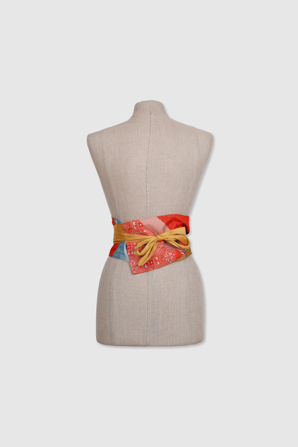 Reversible Tapered Silk Belt With Multiple Fabrics
