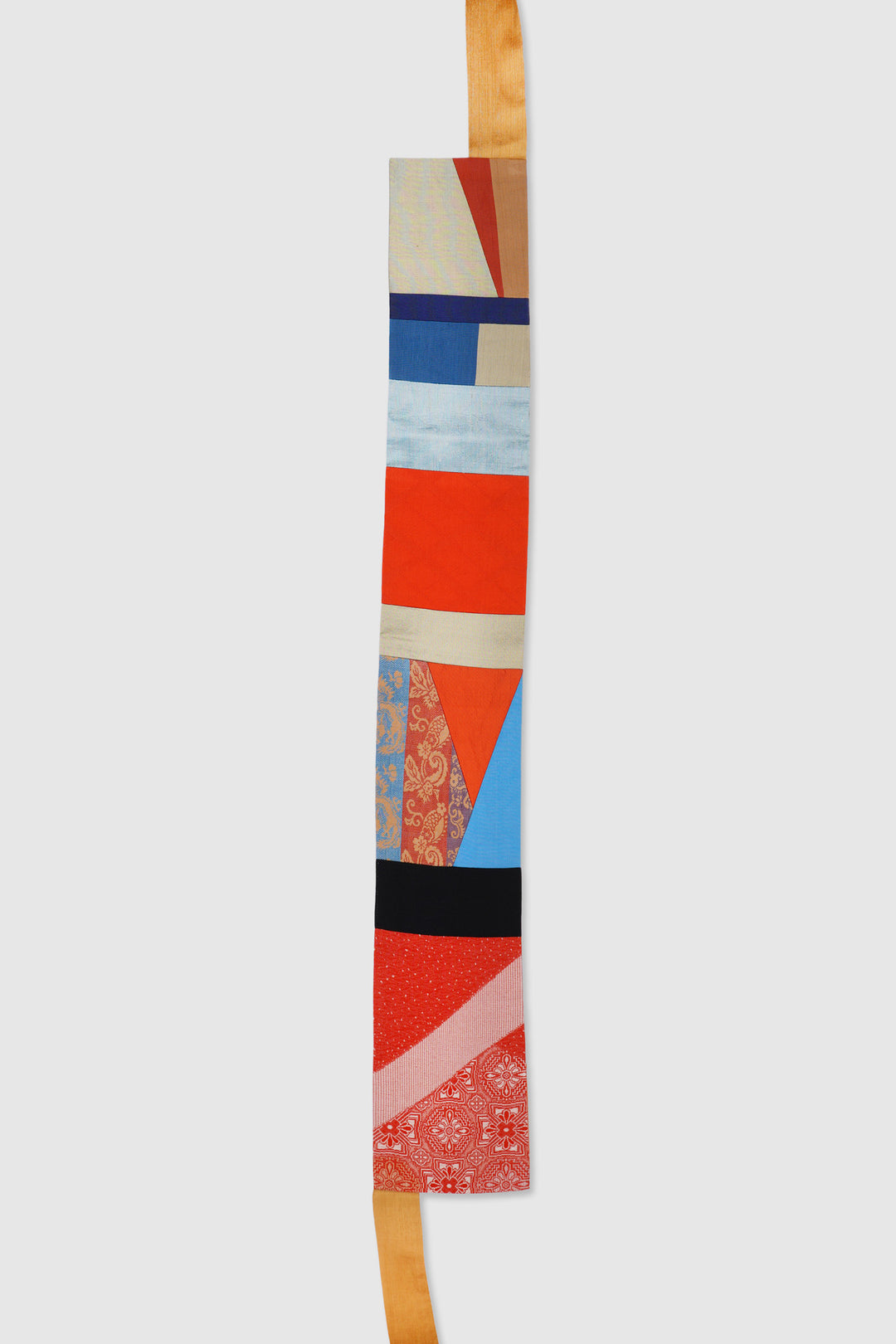 Reversible Tapered Silk Belt With Multiple Fabrics