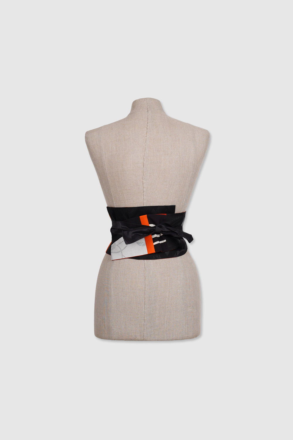 Reversible Tapered Silk Belt With Multiple Fabrics