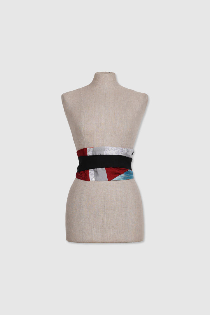 Reversible Tapered Silk Belt With Multiple Fabrics