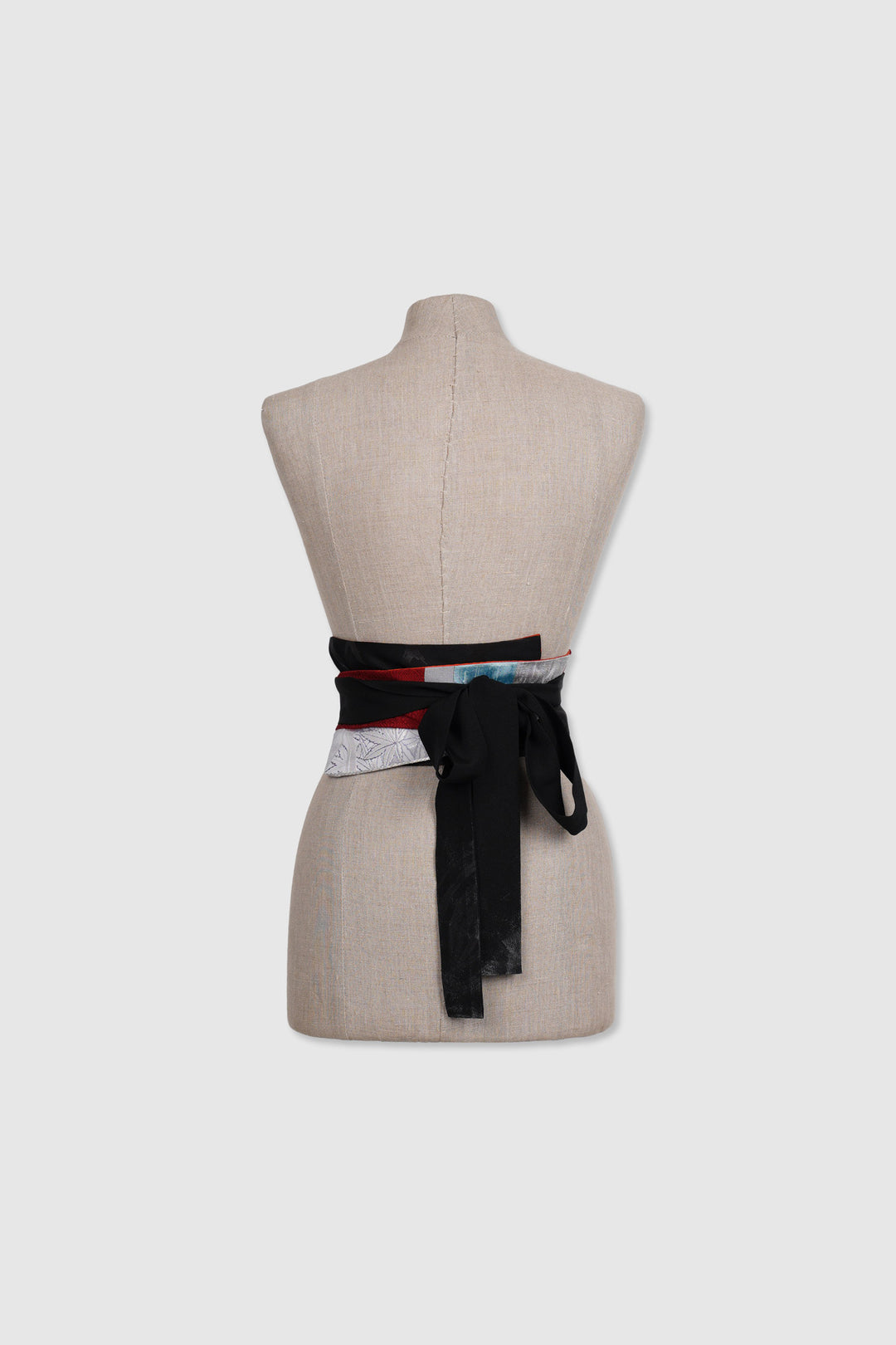 Reversible Tapered Silk Belt With Multiple Fabrics