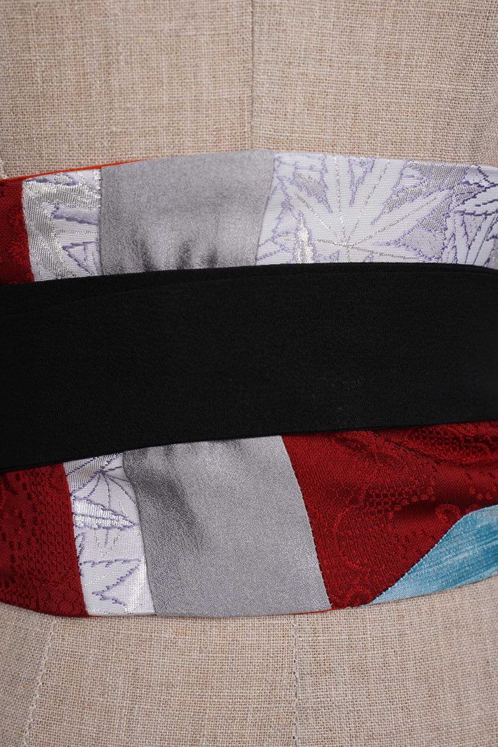 Reversible Tapered Silk Belt With Multiple Fabrics