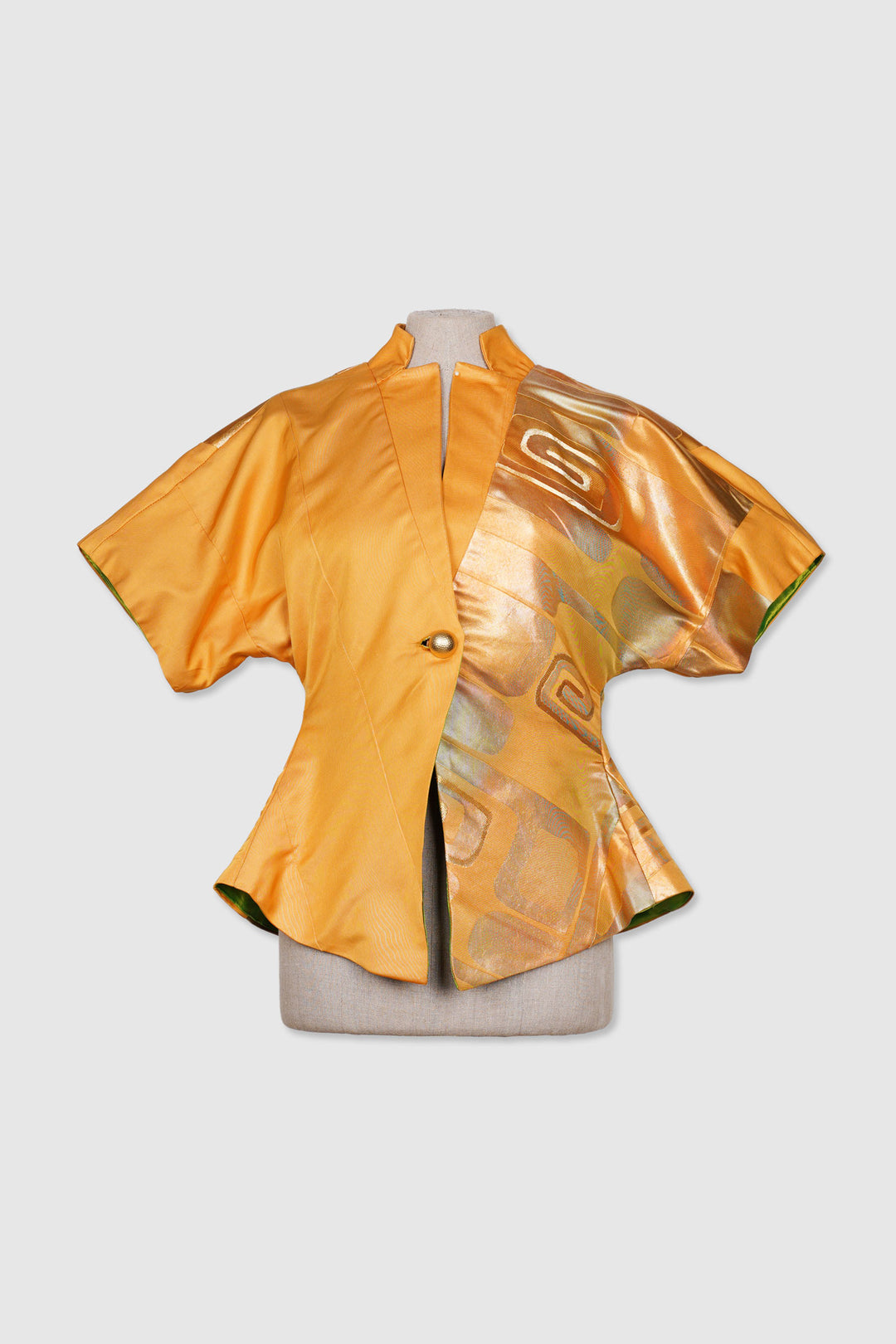 Short Sleeves Hour Glass Shape Silk Brocade Jacket