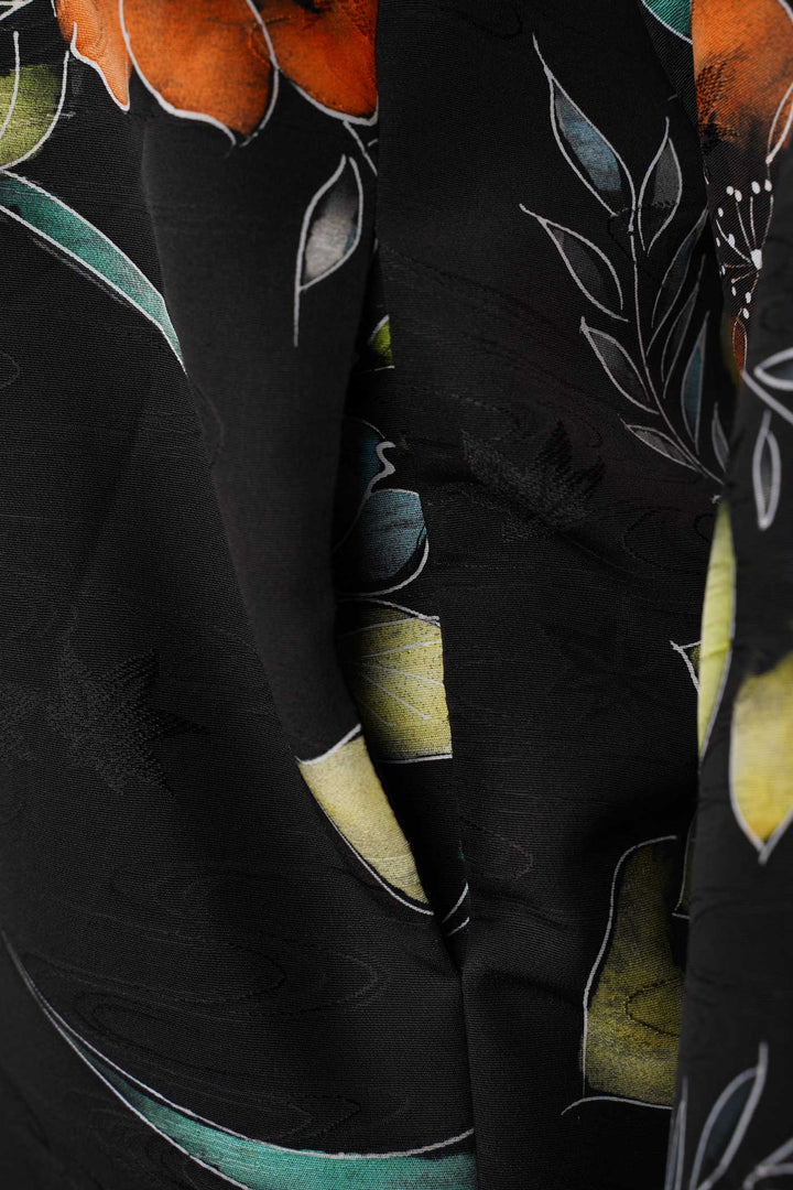 Silk Bomber Jacket with Floral Designs