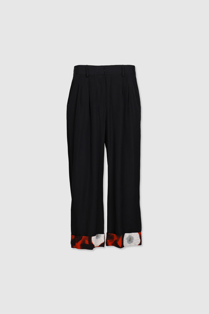 Silk Cuffed Trousers With Highlights