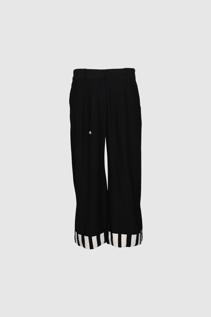 Silk Cuffed Trousers With Highlights