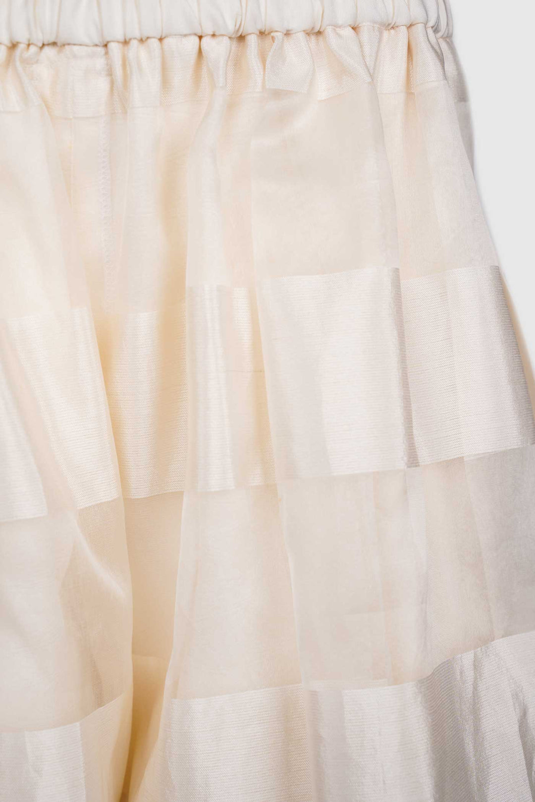 Silk Off-White Comfortable Trousers with Alternating Bands