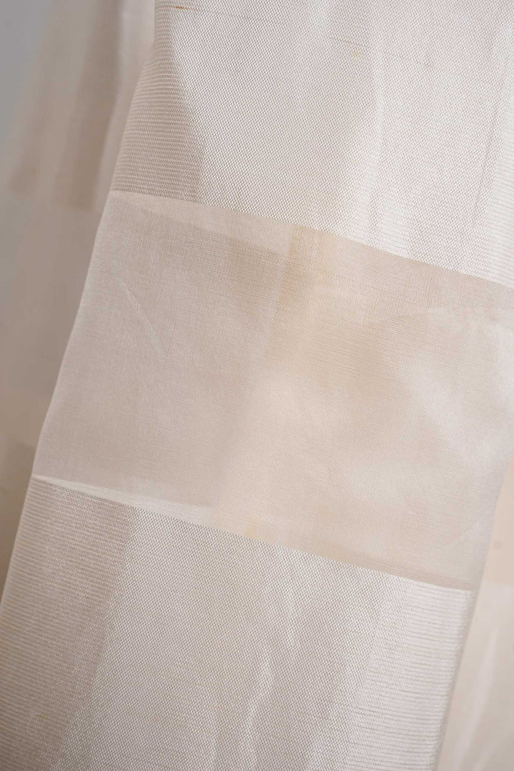Silk Off-White Comfortable Trousers with Alternating Bands