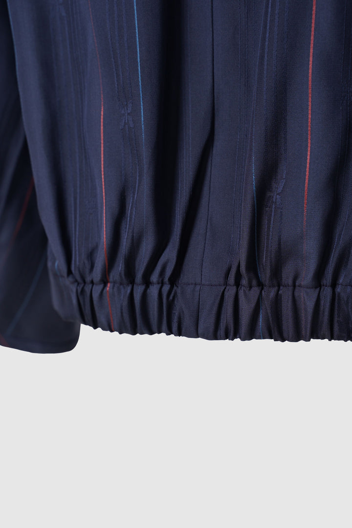 Silk Shirt With Long-Sleeves and Vertical Designs