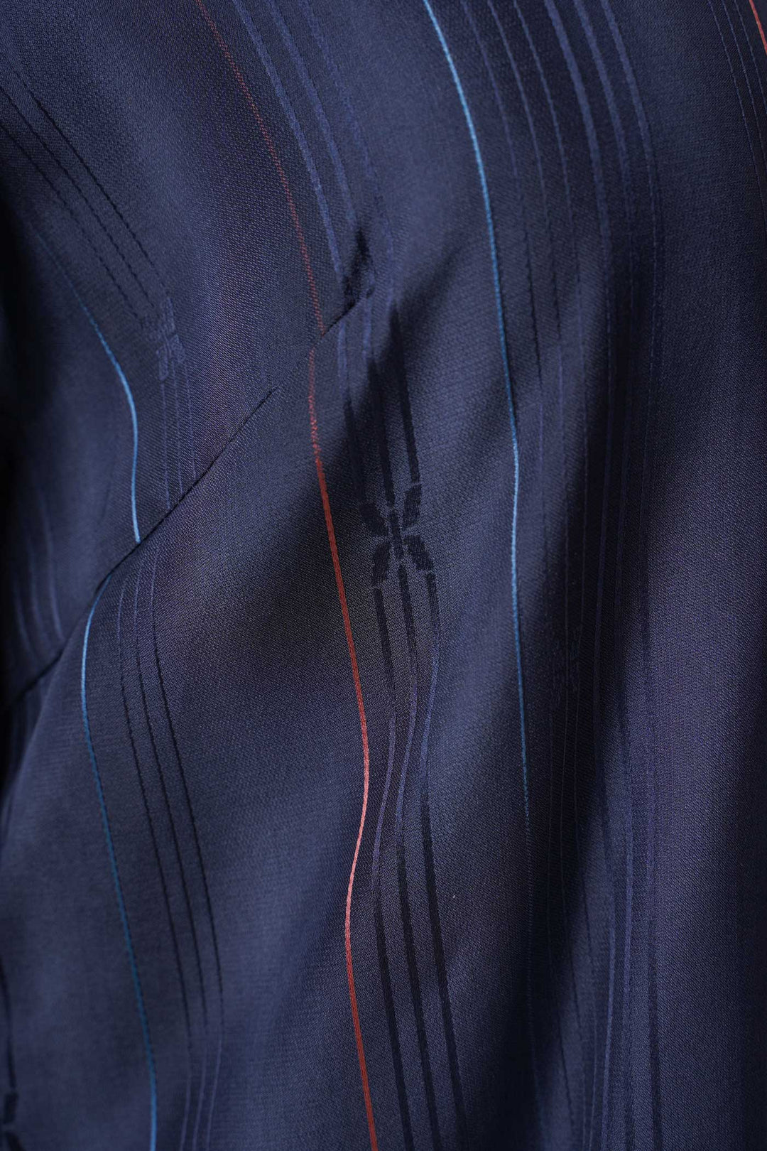 Silk Shirt With Long-Sleeves and Vertical Designs