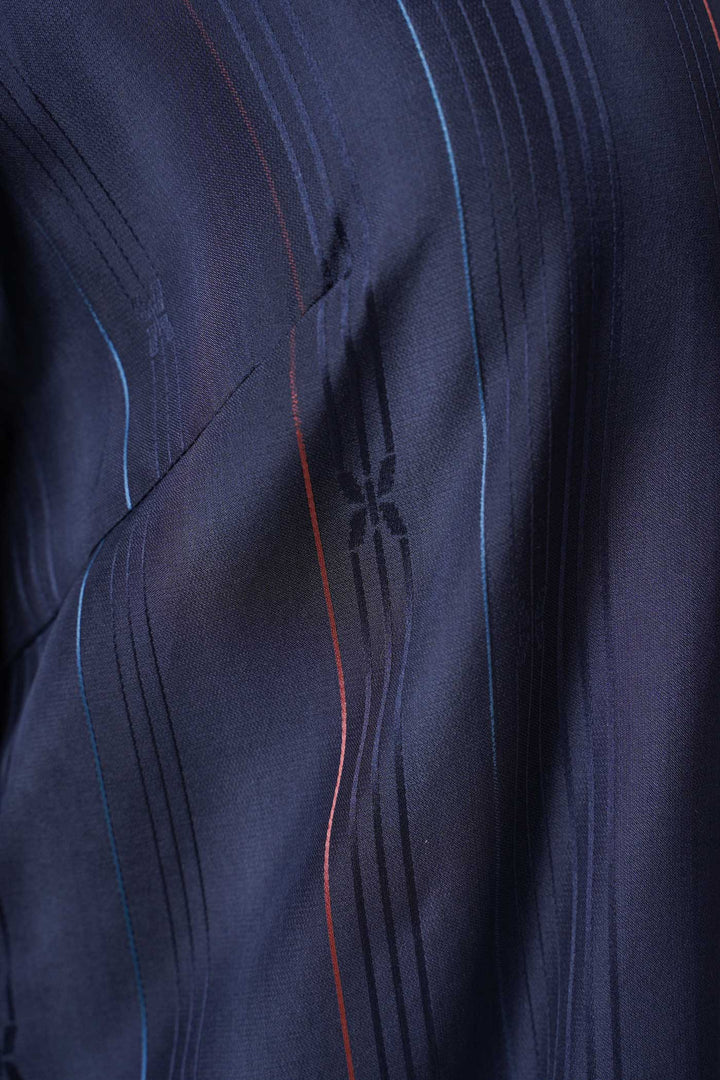 Silk Shirt With Long-Sleeves and Vertical Designs